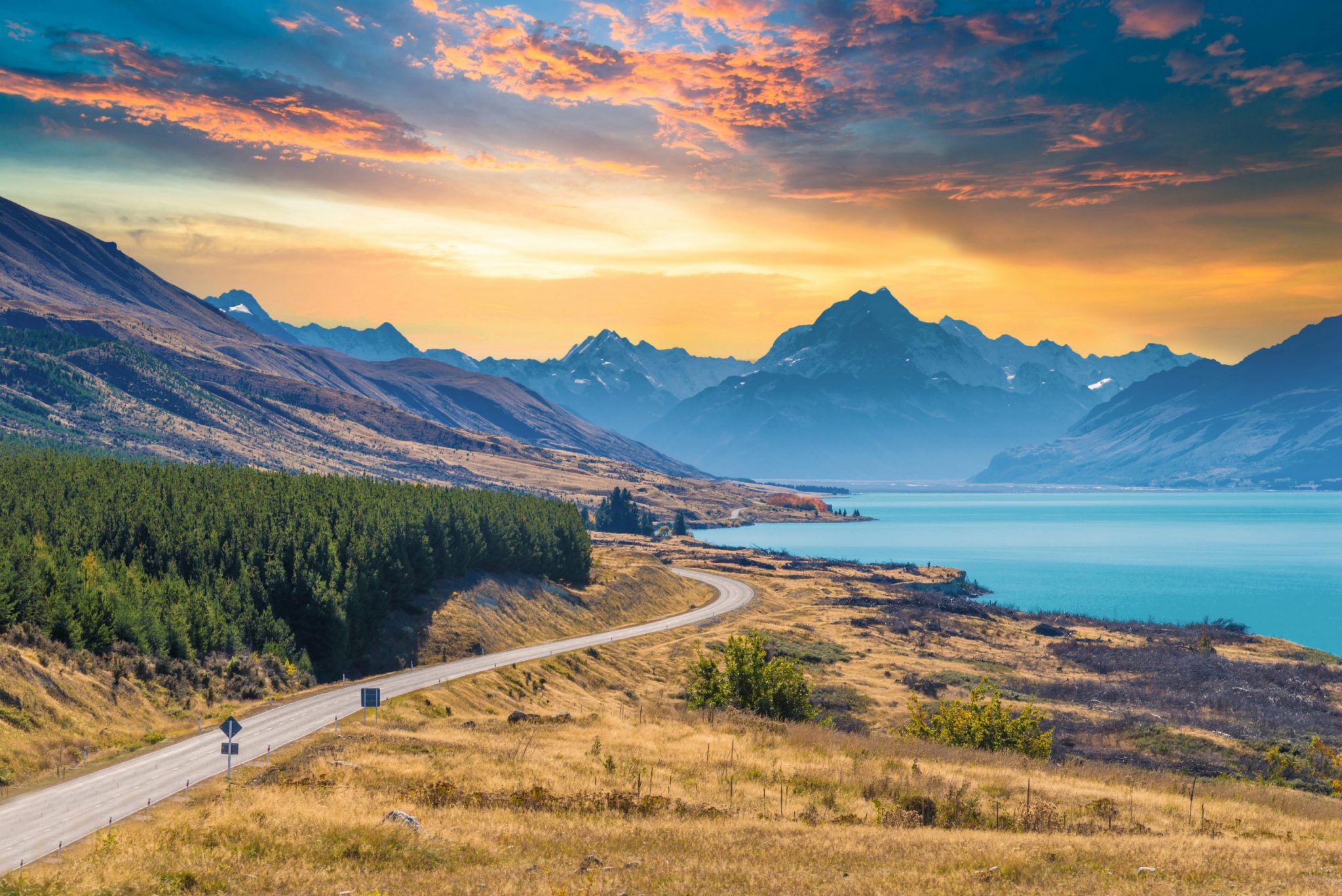 Panoramic view nature landscape in south island New Zealand